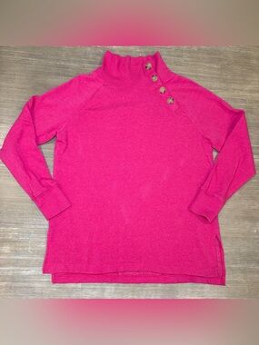 J.Crew  wide button-collar tunic sweatshirt in a hot pink color.